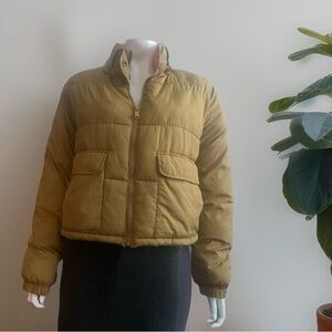 Anthropology Pilcro Women's Mustard Puffer Jacket Oversized XS